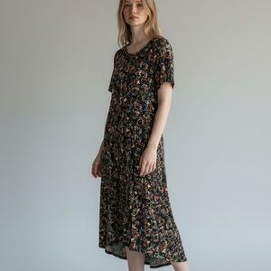 Knit Mickey Happy Midi Stretch Dress 3XL Plus Green All Over Print Short Sleeve